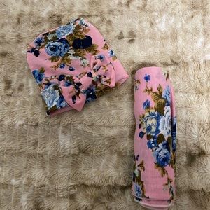 Newborn swaddle blanket/hat